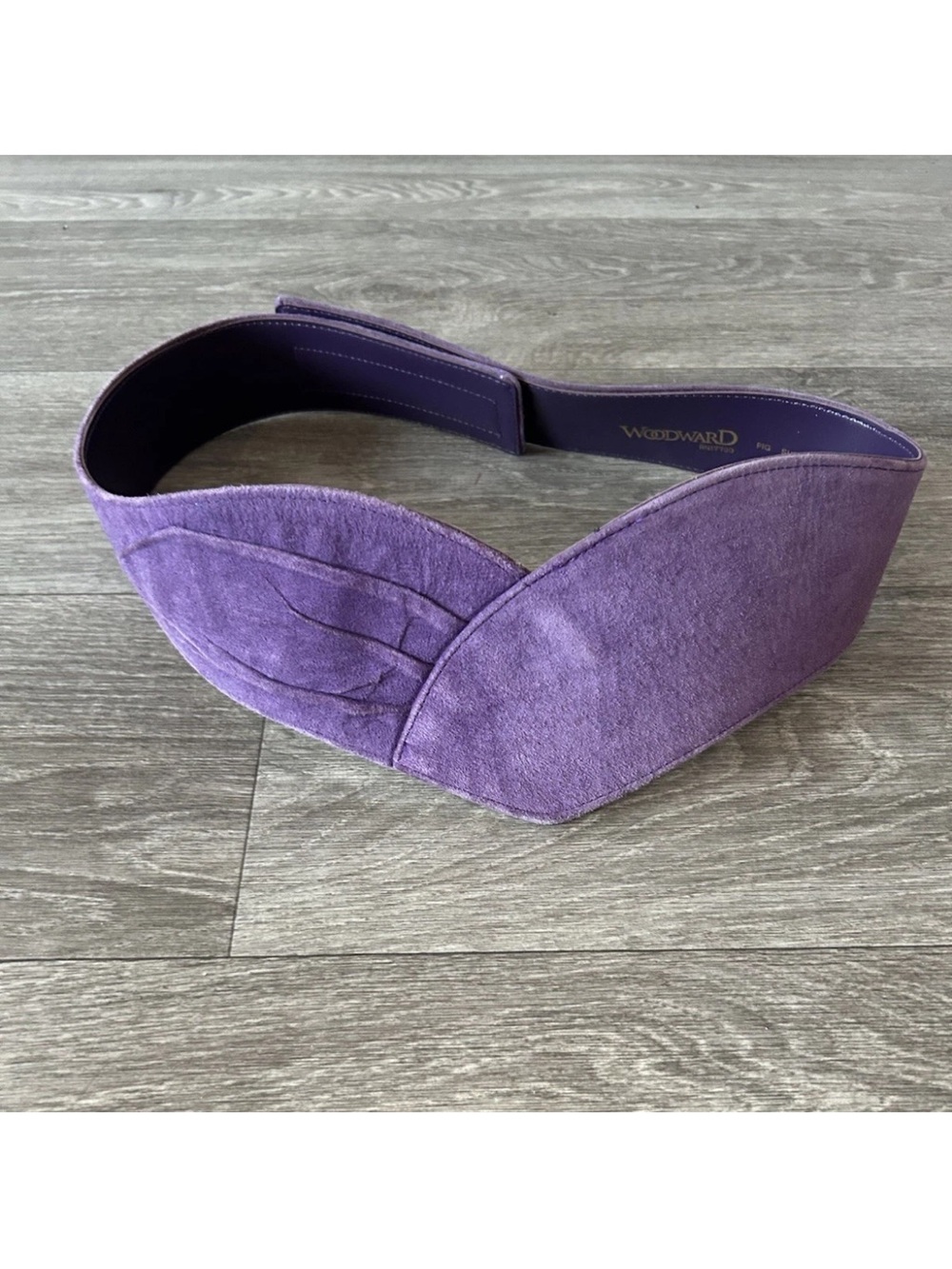 Vintage 80s Woodward Purple Pig Suede Wide Waist Belt L V Shape Cinch